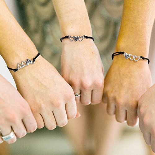 Adjustable size and beautiful bracelet,best friend gift for women(Silver Heart for 3)2