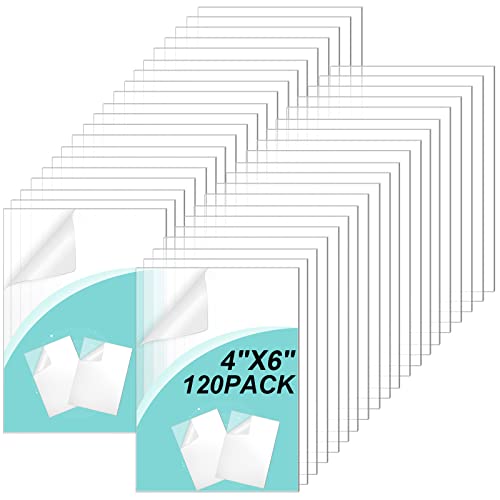 Queekay 120 Pack 4" x 6" Clear Acrylic Sheet Panel Plastic Cast Transparent Panels with Protective Paper for Arts and Craft Project Picture Frame Replacement DIY Display Painting