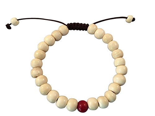 Tibetan Mala Yak Bone Wrist Mala/Bracelet with Coral Spacer