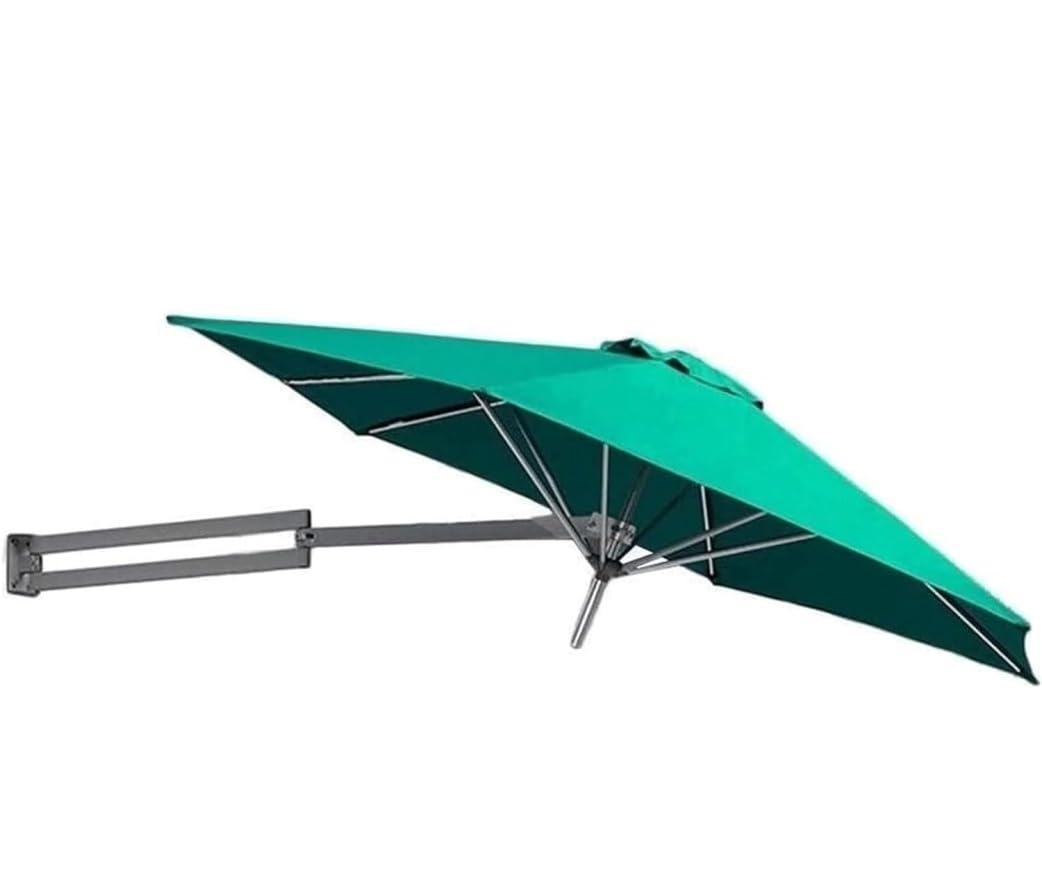 JOMRTS Parasol Patio Umbrella Outdoor Umbrella Outdoor Wall-Mounted Patio Umbrella, Stronger Frame Outdoor Umbrella WithRibs, Aluminium Tilting Sunshade Beach Umbrella Shade (Grün 8.2ft/2.5M)