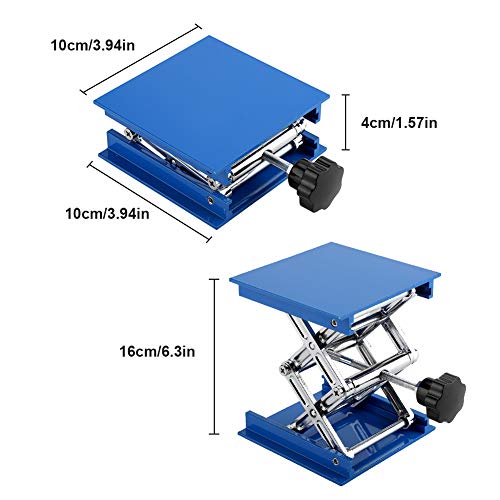 Image of Haofy Lab Jack 4x4 inches,Blue Anodized Aluminum Lab Stand Scissor Jack Lifter,Oxide Laboratory Lifting Bracket