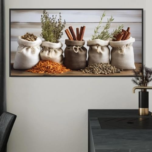 Tableau épices grand format pour art mural restaurant