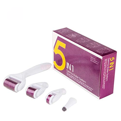 5 in 1 Micronadeln Derma Roller Edelstahl Micronadeln für Anti Falten, mehr als 540 Arten von Mikronadel-Walzen für die Hautregeneration Anti-Aging Mikronadel Derma Roller,Weiß