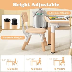 INFANS Kids Table and Chiar Set, Height Adjustable Toddler Desk and 4 Chairs with Graffiti Desktop Non-Slip Legs, Large 47" L x 23.5" W Multi-Activity Art Table for Daycare Classroom Home (Natural) INFANS Kids Table and Chiar Set Height Adjustable Toddler Desk and 4 Chairs with Graffiti Desktop Non Slip Legs Large 47 L x 235 W Multi Activity Art Table for Daycare Classroom Home Natural