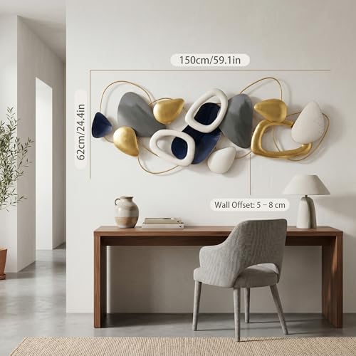 Axioglo 59" Large 3D Metal Wall Decor, Abstract Wall Art for Living Room - Image 2