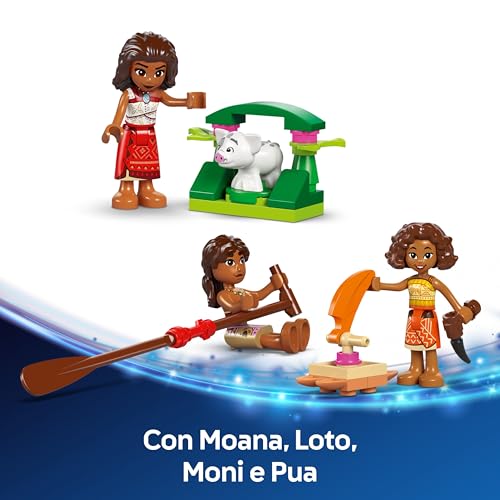 | Disney Oceania 2 La Canoa di Vaiana - Barca Giocattolo da Costruire con Vela in Tessuto, Ponte Rimovibile, Falò e 3 Mini Bamboline tra cui Loto e Moni, Regalo per Bambine da 6 Anni - 43270 - Lego - Immagine 7