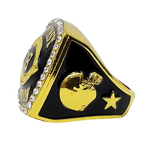 Decade Awards 2018 Gold Fantasy Football Champion Ring With Rhinestone Border - Heavy Ffl League Champ Ring With Stand (10) #TOP4