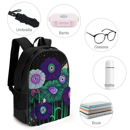 Supdreamc Rucksack Anti-Theft Multipurpose Large Capacity Carry On Bag - Magical Flower Eye Stars Art Travel Hiking Bag & Day Pack With Side Pockets4