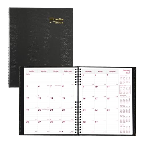 Brownline® 2025 CoilPro™ Monthly Planner, 14 Months, December 2024 to January 2026, Twin-Wire Binding, 8.875" x 7.125", Black (CB1200C.BLK-25)
