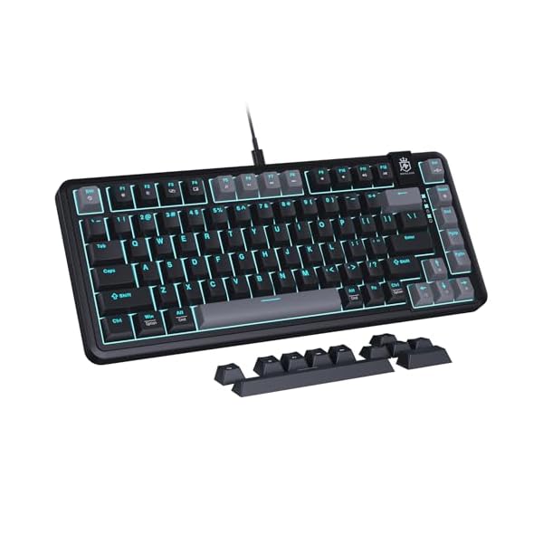 75% Mechanical Gaming Keyboard, LED Backlit Wired Mechanical Keyboard with 3 Stage Adjustable Feet, Linear Red Switch with Sound Absorbing Foams, Compatible with Win/MAC/iOS, Black Keyboard