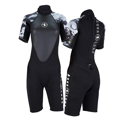 Aqua Lung Hydroflex - Pantalón corto para mujer, color blanco y negro, talla ML