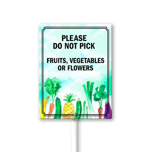 Geroclonup Cartello da giardino con paletto, in alluminio antiruggine, per casa, frutteto, giardino, decorazione per esterni (20 x 30 cm) in Please Do Not Pick Fruits, Verdure o Fiori