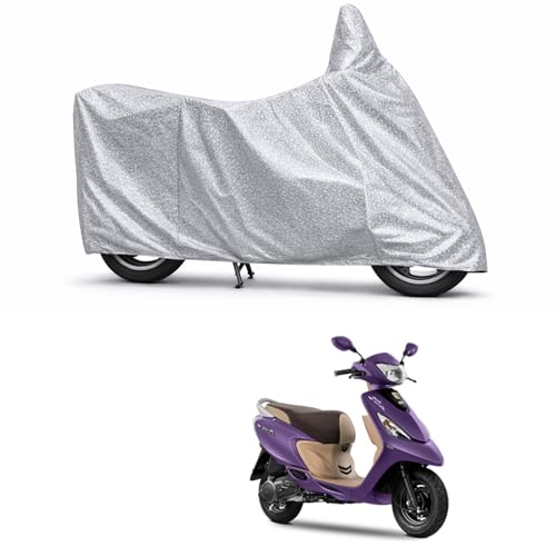 Image of 100% Waterproof Two Wheeler Body Cover Multi Layered Fabric Designed for TVS Zest | Belt Buckle Lock | Silver Mag