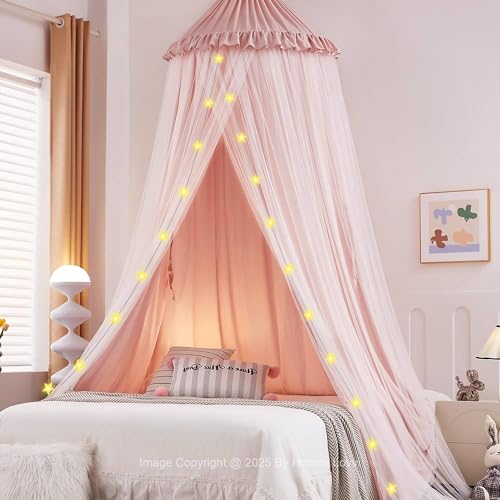 Hommi Lovvi Double Layers Bed Canopy with Star Lights, 3