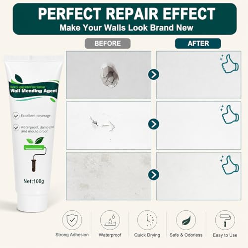 Miniatura 5 de Cieex Masilla Pared Listo Para Usar Crema De Reparación De Pared Secado Rápido - Blanco 3 X 100g - Masilla Para Pared Y Pladur Repara Agujeros Y Grietas
