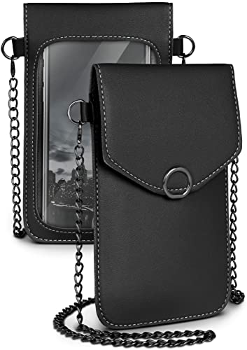 moex Étui à bandoulière pour tous les modèles HTC – Petit sac à main pour femme avec compartiment séparé pour téléphone portable et fenêtre – Sac bandoulière Noir