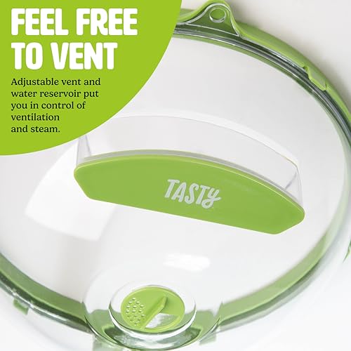 Tasty Microwave Splatter Cover with Built in Water Steamer & Reservoir, Fits Plates up to 9", Helps Retain Moisture and Taste, Keeps Microwave Clean, Dishwasher Safe by Tasty - Image 7