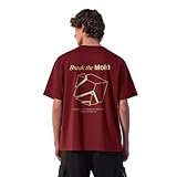 NOBERO Camiseta gráfica de algodón grande para hombre, Break the Mold-Wine Red, M