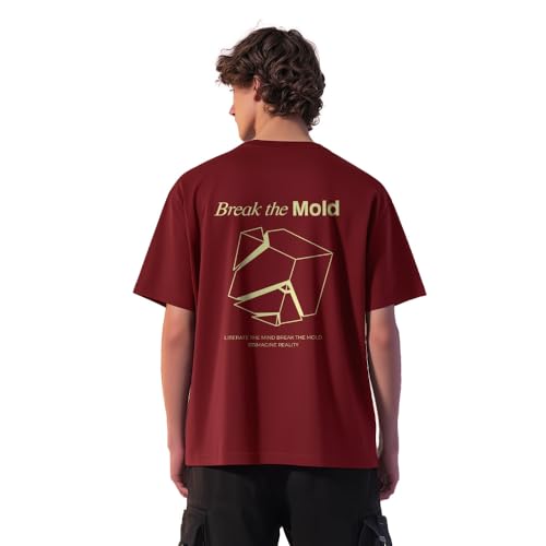 Image of Nobero Men's Oversized Graphic T-Shirt for Men | Soft Cotton | Drop Shoulder Relaxed Fit | Printed Casual Tshirt for Men