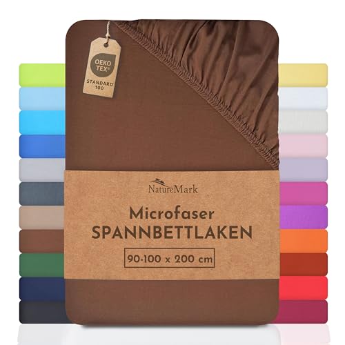 NatureMark - Mikrofaser SPANNBETTLAKEN zum Sparpreis! viele Größen und Farben Markenware (90x200-100x200 cm, Schoko braun)