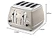 De'Longhi Icona Vintage 4 slot toaster, reheat, defrost, one-side bagel & 6 browning settings, CTOV4003BG, Beige