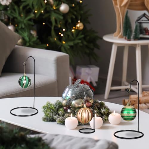 Yookeer 3 Pieces Christmas Metal Stands Display Ornament Rustic Tabletop Christmas Bells Balls Decorations Stands Holder for Halloween Xmas Bauble Decorations Gift Craft Tabletop