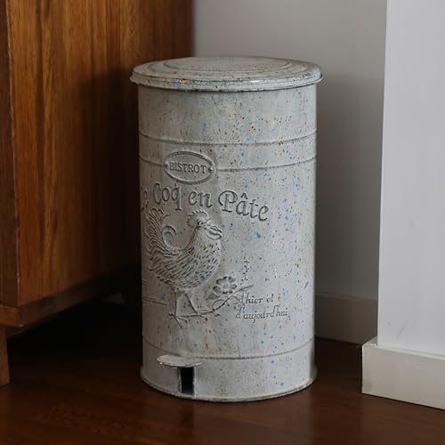 Image of Outdoor Dog Poop Trash Can with Lid-15L /4 Gal,Commercial Outdoor Retro Metal Garbage Can with Foot Pedal,Perfect for Shopping Mall,Office,Pets Park,Backyard