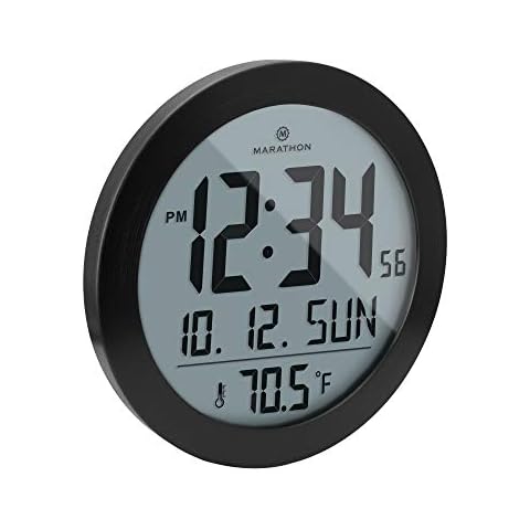 MARATHON Reloj de pared digital con fecha y temperatura Cover