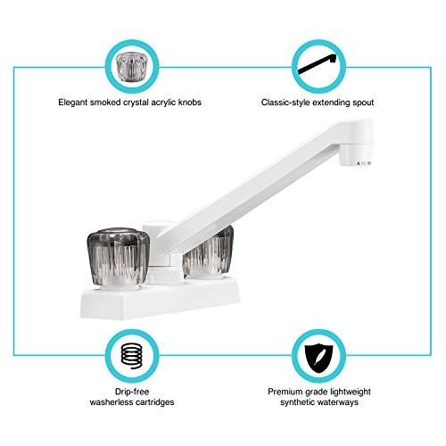 Dura Faucet Df-Pk640S-Wt Rv Swivel Kitchen, Galley, Or Bar Faucet With Smoked Acrylic Knobs (White) #TOP4