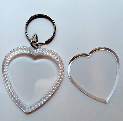 25Pcs 2 Acrylic Photo Keychain Snap-In Keychain Double Sided Blank Custom Frames Heart-Shaped Clear Insert Photo Picture Frame With Keyring Christmas Ornaments Keyring Holder(Embossed Edges) #TOP2