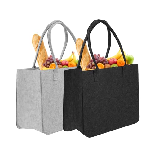 2pcs reusable felt tote bags, XXL size, foldable and versatile.