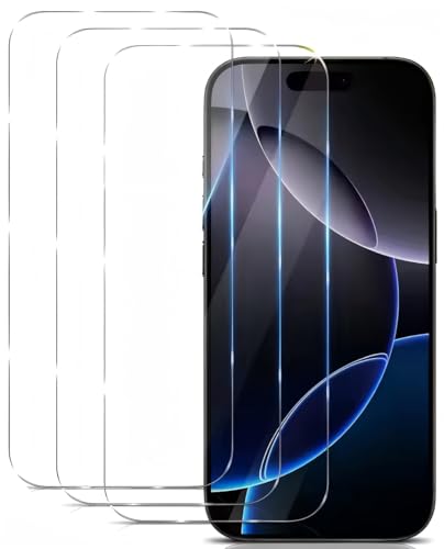 3 Piezas Protector Pantalla para iPhone 17 Pro Max, iPhone 16 Pro Max, Cristal Vidrio Templado HD Clara Antiarañazos Antihuellas Sin Burbujas Dureza 9H Cobertura Completo 6,9 Pulgadas Transparente