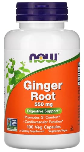 Now Foods - GINGER ROOT 550 MG | Cápsulas de Raíz de Jengibre | Apoya la digestión y el sistema inmunológico - 550mg - 100 vcaps