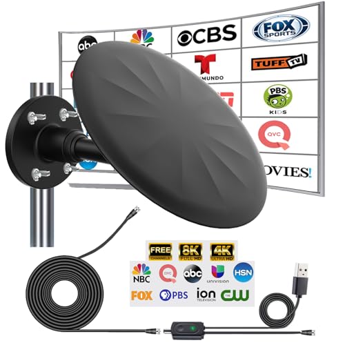 Image of Outdoor TV Antenna for Digital TV, 720 Long Range Omni Directional Reception Digital HD Antenna Signal, with Super Signal Booster, 35ft HDTV Cable, for Attic /Camping /RV /Boat, 2026 Latest, Black