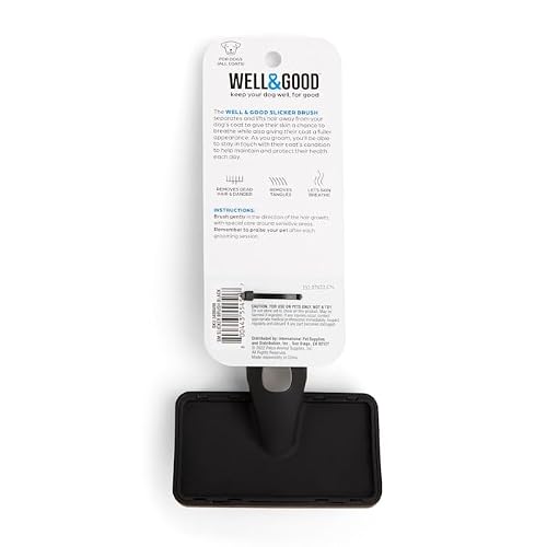 Well & Good Black Small Cushion Slicker Dog Brush, 7\" L X 3.5\" W - Thumbnail 3