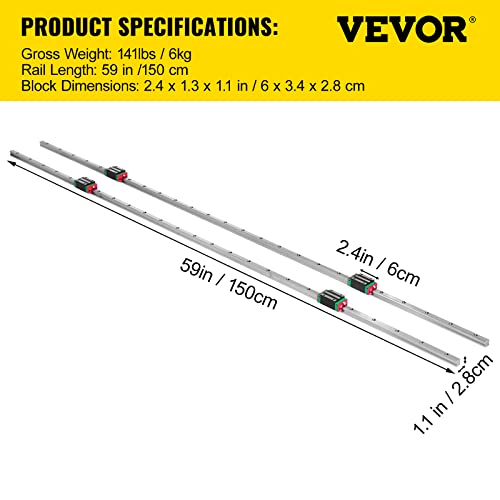 Happybuy LINEAR RAIL Hsr15-1500Mm? 2Pcs Linear Guideway Rail?4X Square Type Carriage Bearing Blocks?Linear Rail Support thumb #6