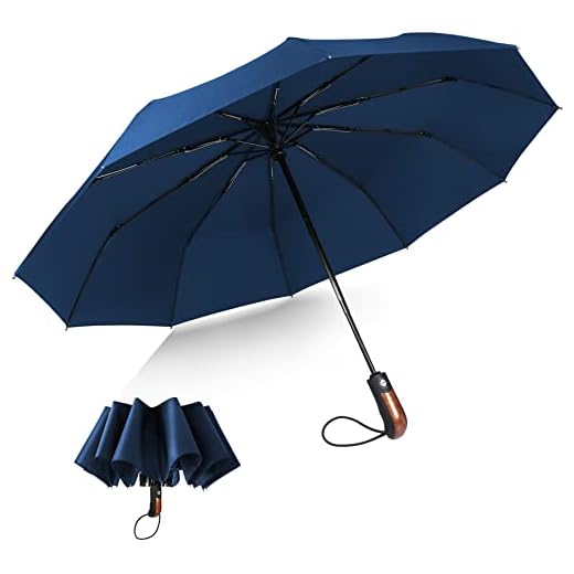 ECHOICE Parapluie Pliant, Parapluie Pliable Bleu Marine Automatique Ouverture et Fermeture Résistant à Tempête Compact Léger Parapluie de Voyage pour Homme et Femme