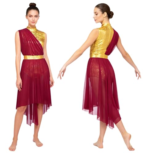 Costume de danse eglise et theatre robe moderne fluide metallique brillante MSemis