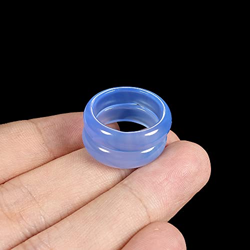 Dnteng 2 Pcs Natural Crystal Rings- Blue, Carnelian Stone Band Ring For Women, Simple Gemstone Agate Rings Stackable Donut Jewelry For Girls,Size 7.5 #TOP5