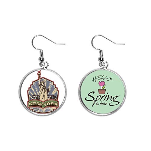 Pendientes de primavera con patrón detallado de graffiti de Nueva York y colgante de alta definición