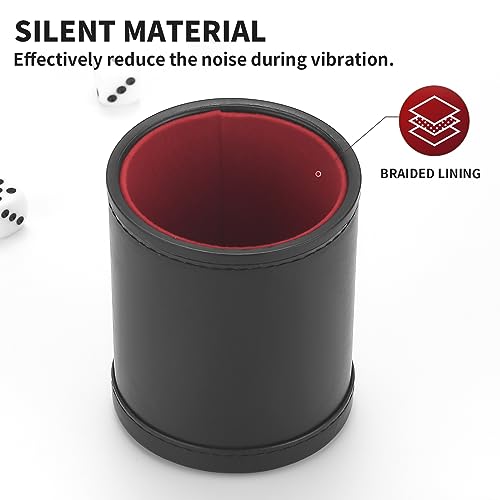 image for RERIVER 5 Pack PU Leather Dice Cup Set with 6 Dot Dices Felt Lined Qui