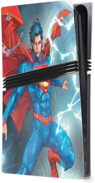Skinit Decal Gaming Skin Compatible with PS5 Pro Console - Officially Licensed DC Comics Superman Action Pose Art by Jim Lee Design