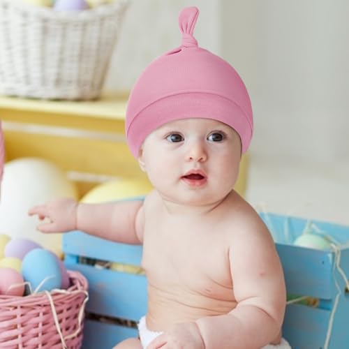 Durio 6 Pcs Baby Newborn Hats 0-6 Months for Baby Girls Boys Cozy Knot Baby Preemie Hats Beanie Unisex Infant Essentials Caps3