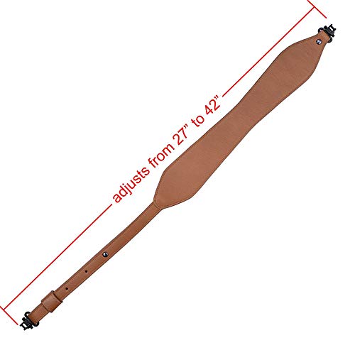 Raiseek Rifle Sling Buffalo Hide Leather Sling with Swivels, Durable Gun Strap, Metal Hardware 1\" Wide