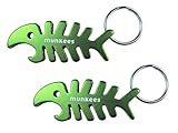  munkees 2 x Schlüsselanhänger Fisch-Anhänger Figur Flaschenöffner, Doppelpack, Grün, 342859