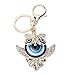 QWUUYEC Rhinestone Keychain with Blue Turkish Evil Eye Pendant, Zinc Alloy, 1 Piece - Fashion Jewelry Bag Accessory, Durable and Decorative Amulet for Luck Protection