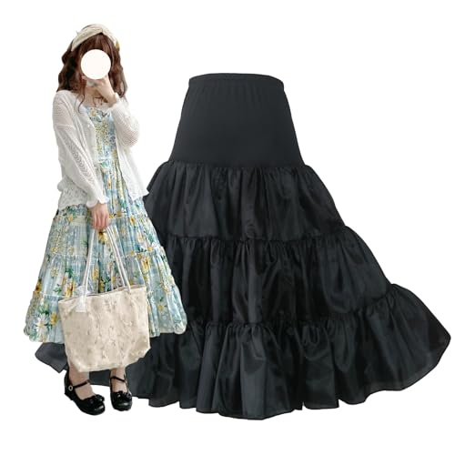 [FUNKEIMEI] パニエ 黒 ロング 60cm ロングパニエ 白 チュチュスカート ロング 膝丈 パニエ aライン パニエ ロング ワイヤーなし チュールスカート レディース 50cm 55cm