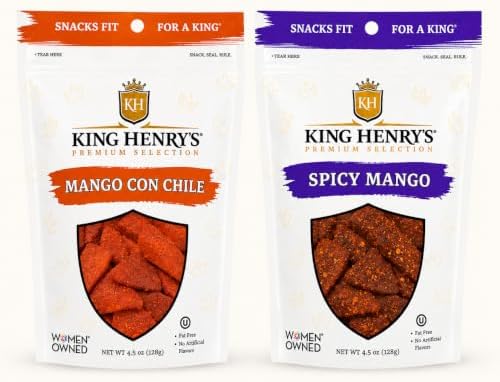 KING HENRY’S Chamoy Variety Pack, 6 Pack (4.5 oz Each) – Mango con Chile & Spicy Mango – Sweet, Chili & Tangy Mexican-Style Fruit Snack, Fat Free, No Artificial Flavors - 5