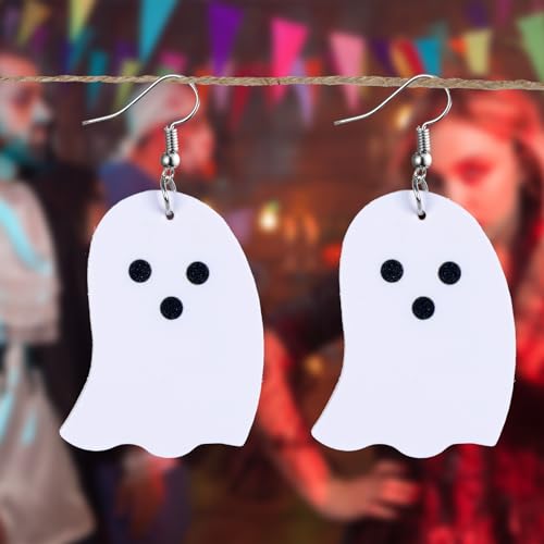 Halloween Earrings for Women - Ghost Earrings - Faux Leather for Women Jewelry Lightweight - Teardrop Faux Leather Dangle4