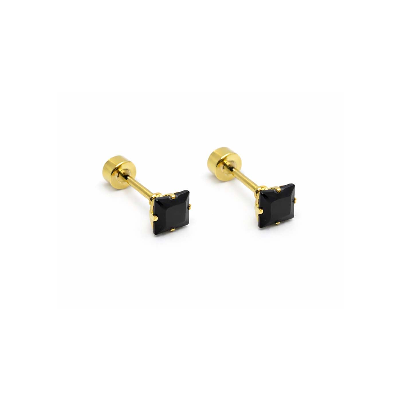 (1 Pair) Unisex Fancy & Stylish Stainless Steel Glossy Finish Elegant Black Stone Square Shape Design Dumbbell/Barbell Stud Ear Piercing Earrings for Men & Women-image-38
